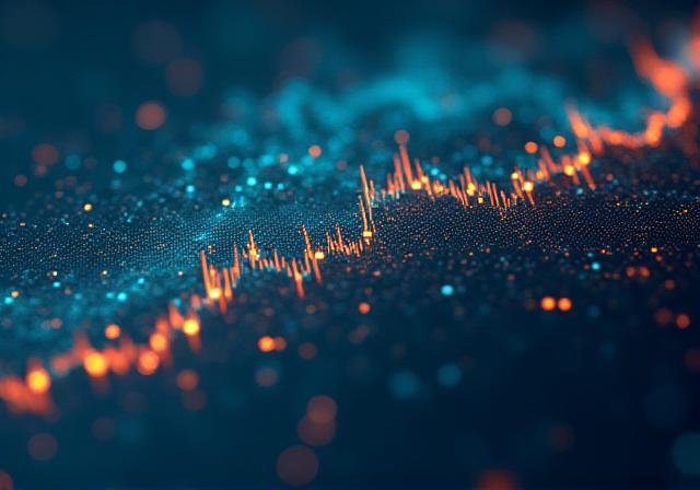 Abstract data visualization showing market trends and weather patterns