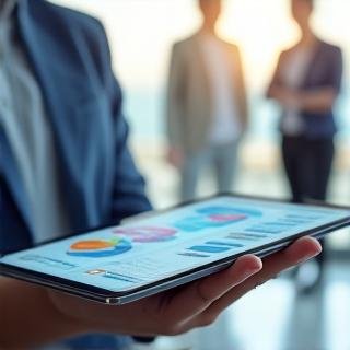 Close up of professional analyzing complex digital charts