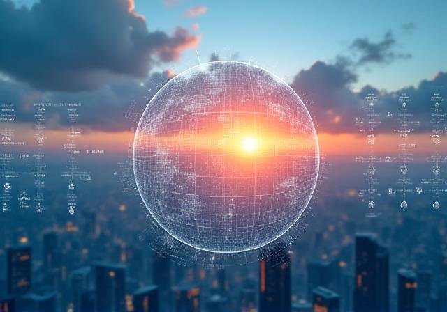Abstract representation of weather systems merging with corporate strategy charts